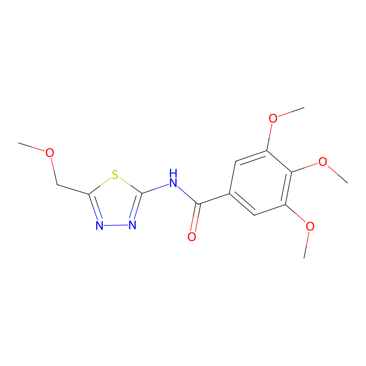 3,4,5-trimethoxy-N-[5-(methoxymethyl)-1,3,4-thiadiazol-2-yl]benzamide molecular structure, CAS 626207-31-6