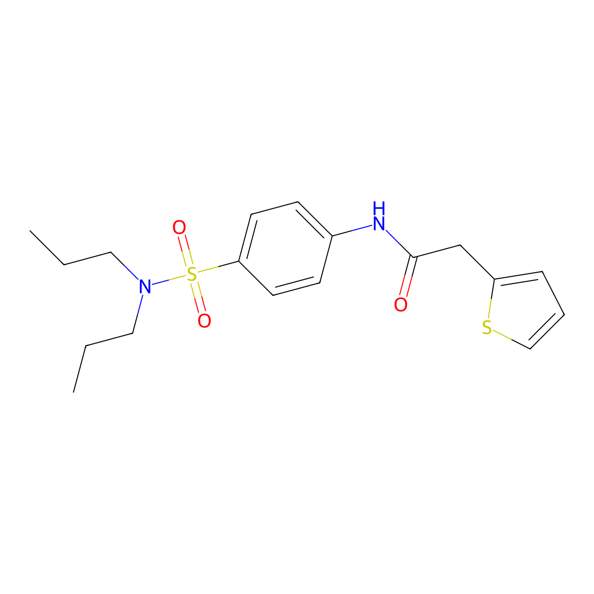 N-[4-(dipropylsulfamoyl)phenyl]-2-thiophen-2-ylacetamide molecular structure, CAS 626207-49-6