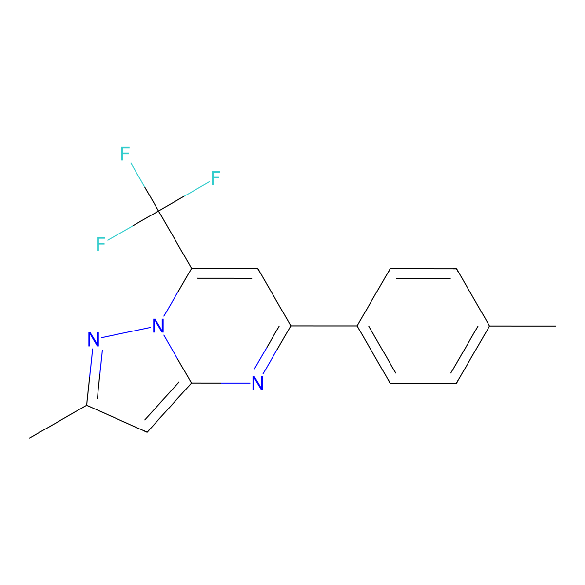 2-Methyl-5-(4-methylphenyl)-7-(trifluoromethyl)pyrazolo[1,5-a]pyrimidine molecular structure, CAS 626207-50-9