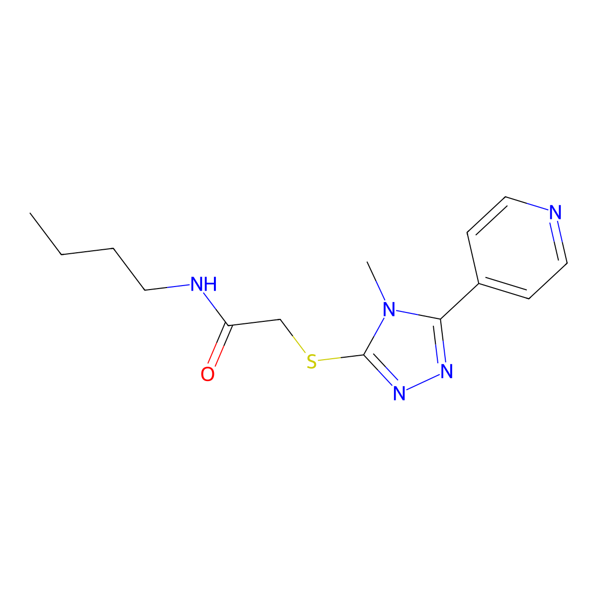N-Butyl-2-[[4-methyl-5-(4-pyridinyl)-4H-1,2,4-triazol-3-yl]thio]acetamide molecular structure, CAS 626207-98-5