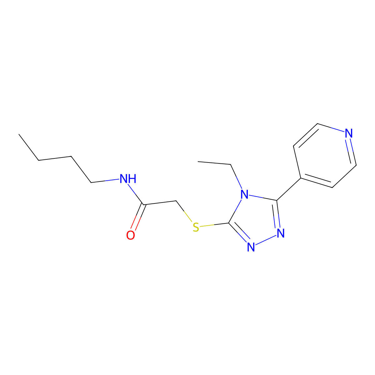 N-Butyl-2-[[4-ethyl-5-(4-pyridinyl)-4H-1,2,4-triazol-3-yl]thio]acetamide molecular structure, CAS 626208-00-2