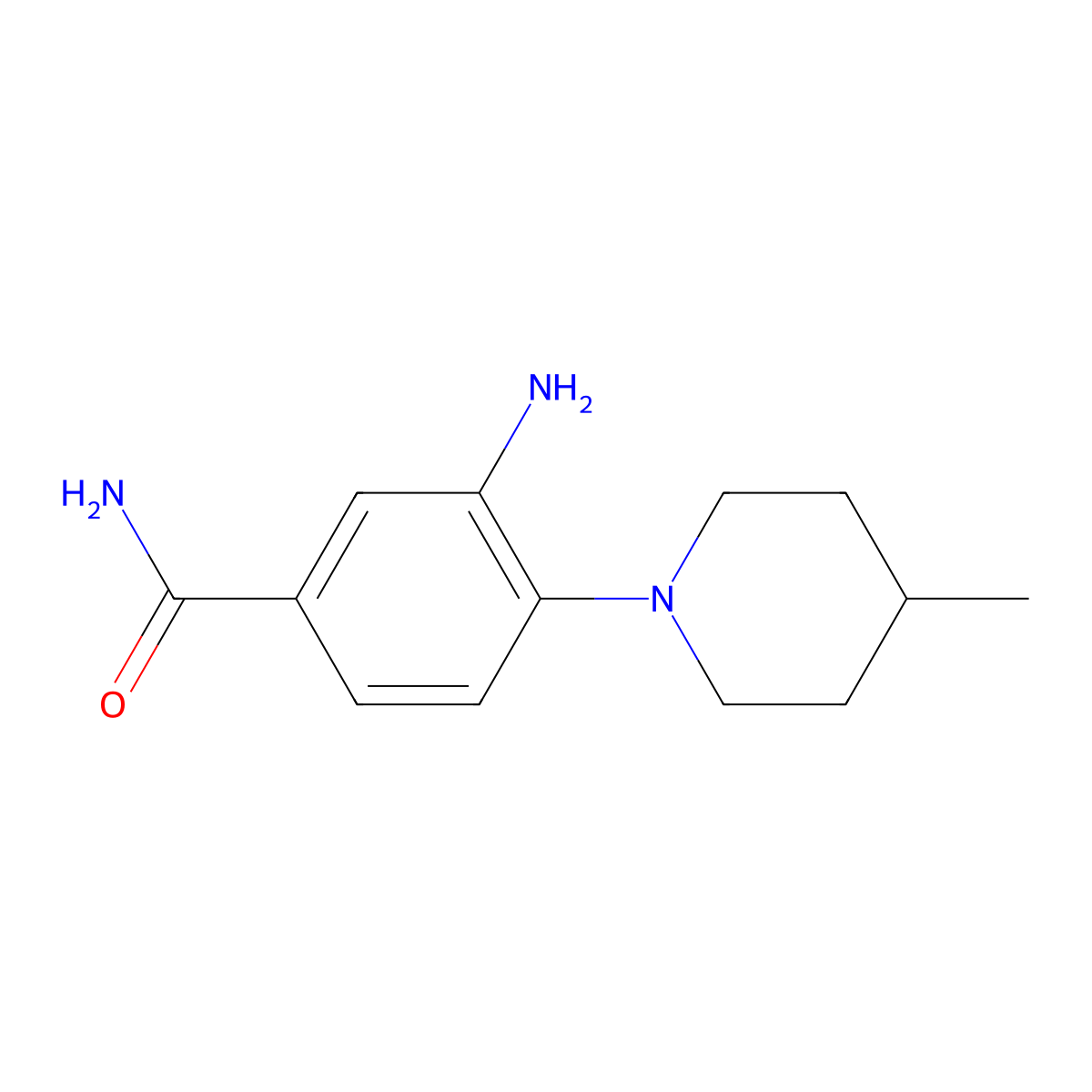 3-Amino-4-(4-methylpiperidin-1-yl)benzamide molecular structure, CAS 626208-12-6