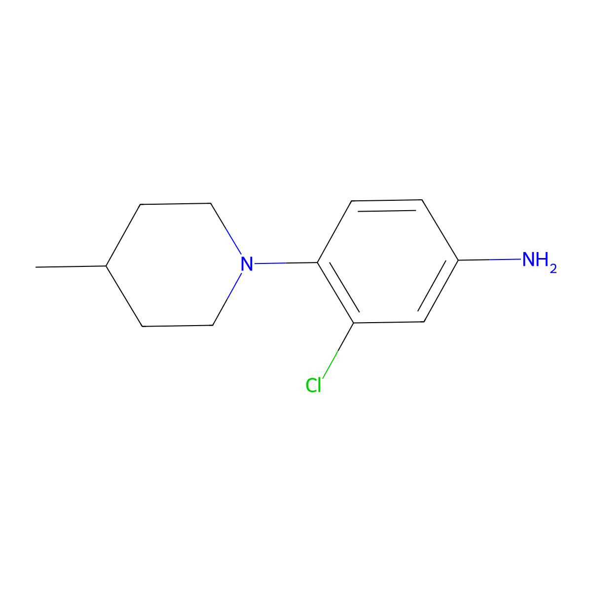 3-Chloro-4-(4-methylpiperidin-1-yl)aniline molecular structure, CAS 626208-15-9