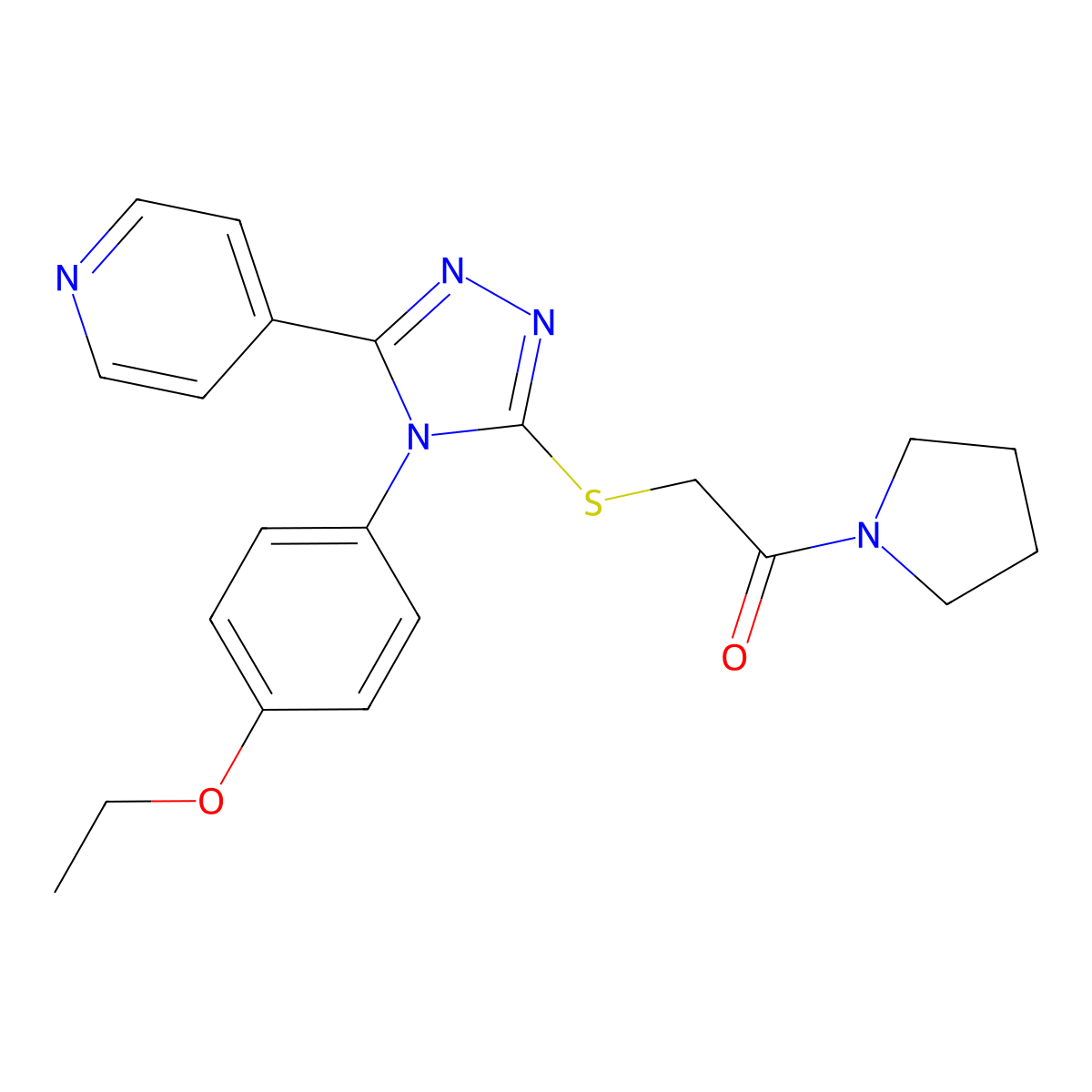 2-[[4-(4-Ethoxyphenyl)-5-pyridin-4-yl-1,2,4-triazol-3-yl]sulfanyl]-1-pyrrolidin-1-ylethanone molecular structure, CAS 626208-78-4