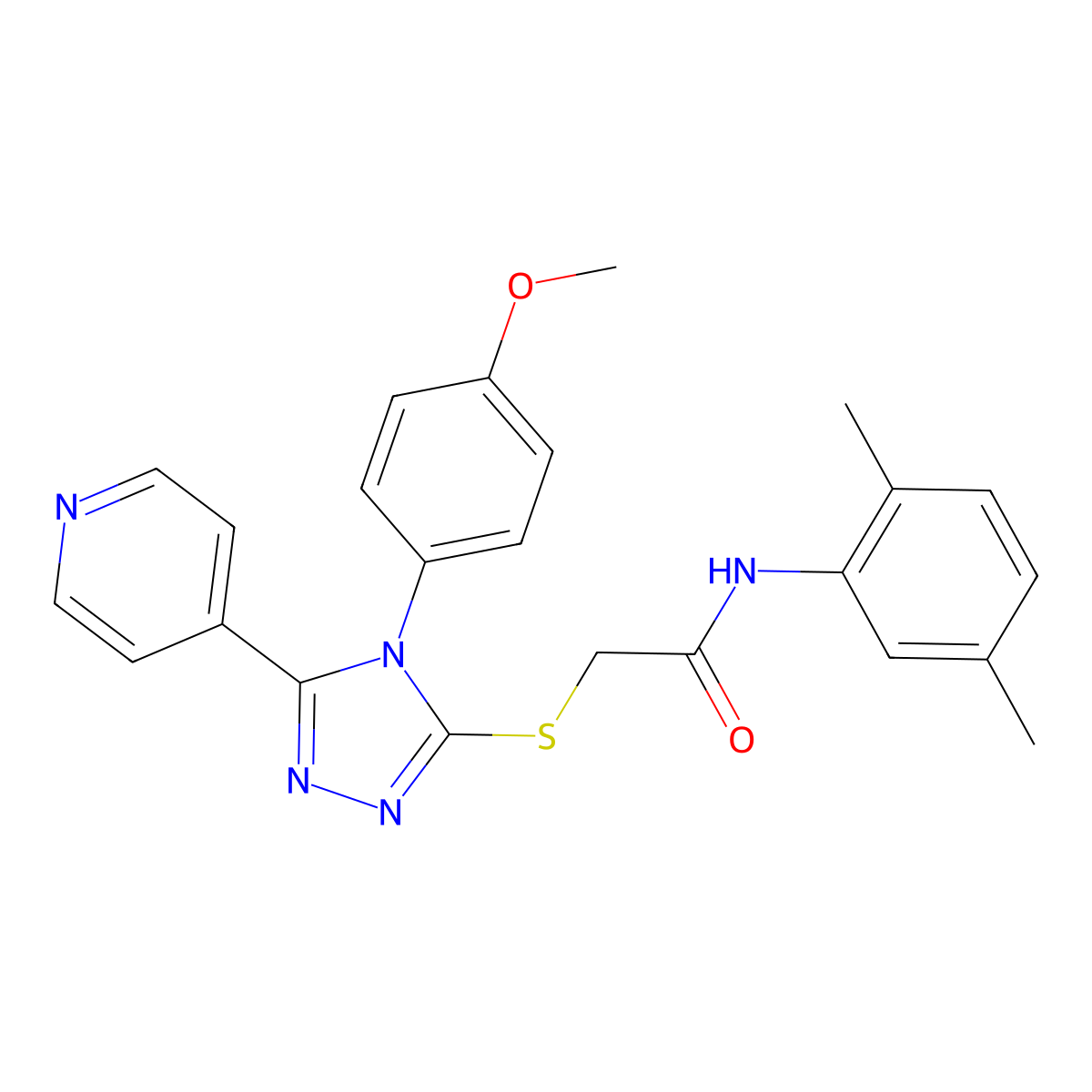 N-(2,5-Dimethylphenyl)-2-[[4-(4-methoxyphenyl)-5-(4-pyridinyl)-4H-1,2,4-triazol-3-yl]thio]acetamide molecular structure, CAS 626209-19-6