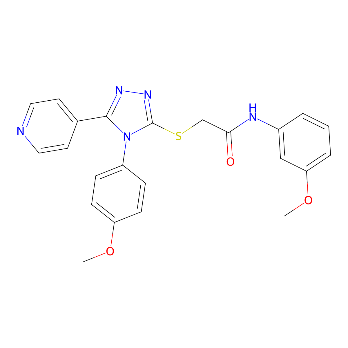 N-(3-Methoxyphenyl)-2-[[4-(4-methoxyphenyl)-5-(4-pyridinyl)-4H-1,2,4-triazol-3-yl]thio]acetamide molecular structure, CAS 626209-24-3