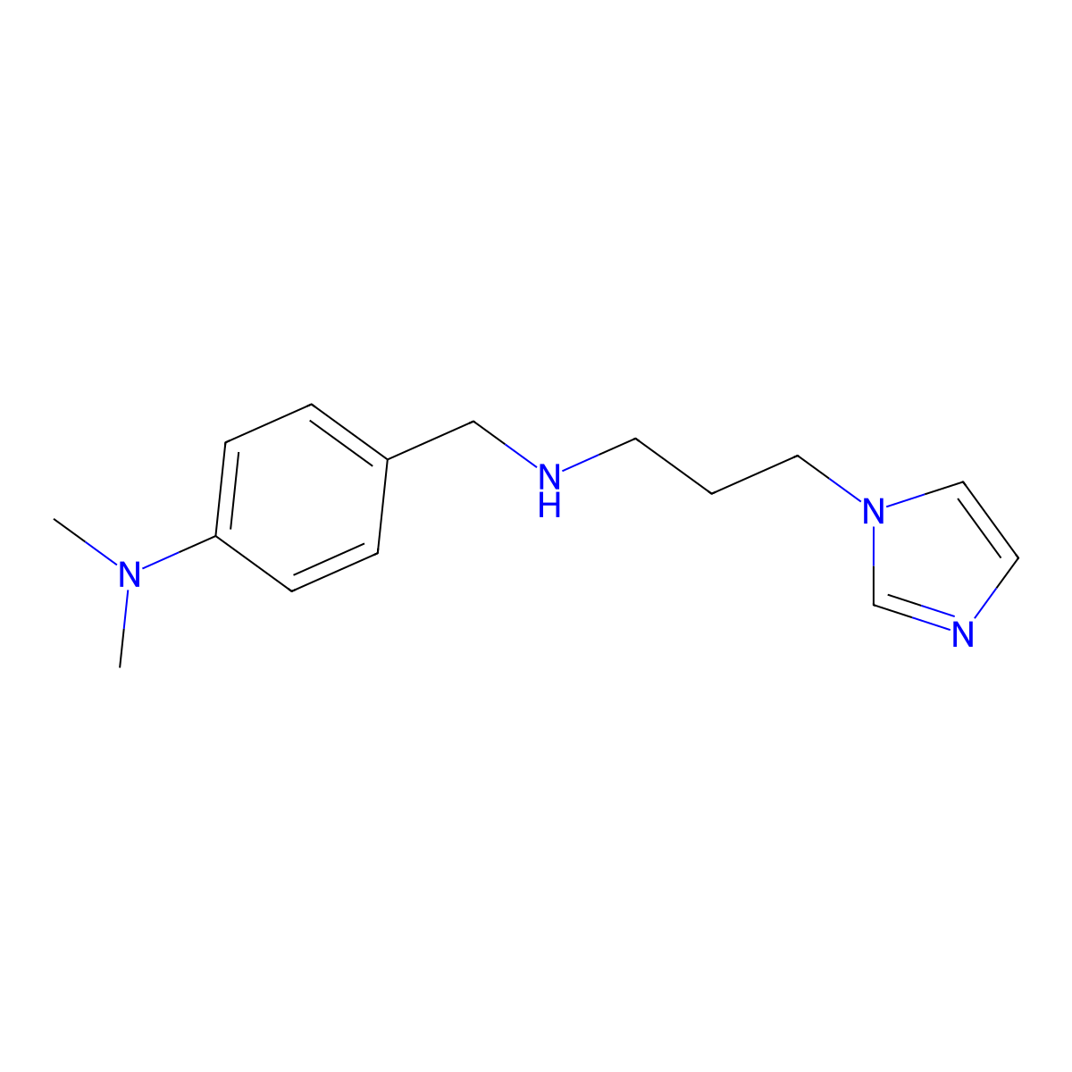 {4-[(3-Imidazol-1-yl-propylamino)-methyl]-phenyl}-dimethyl-amine molecular structure, CAS 626209-28-7