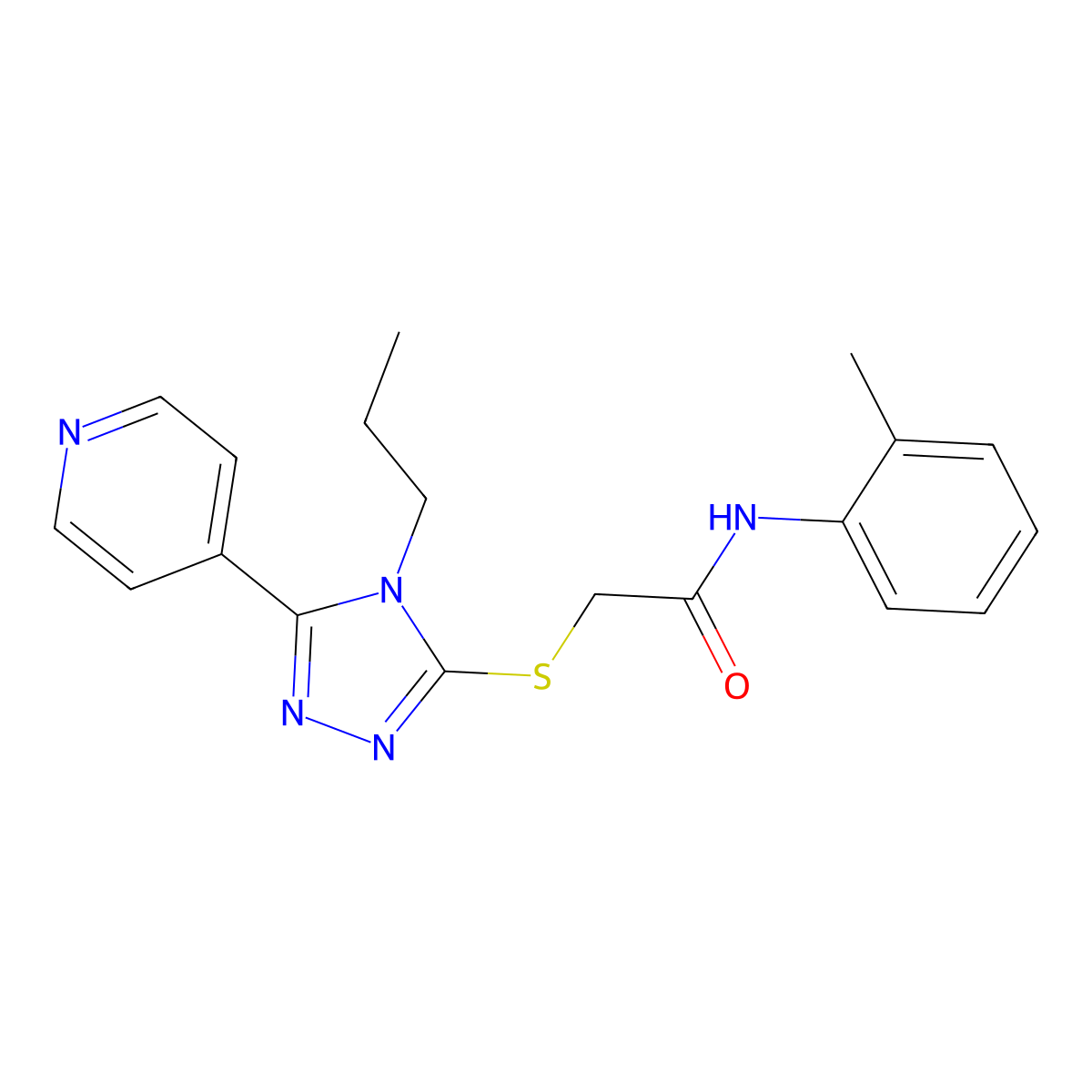 N-(2-methylphenyl)-2-[(4-propyl-5-pyridin-4-yl-1,2,4-triazol-3-yl)sulfanyl]acetamide molecular structure, CAS 626209-52-7