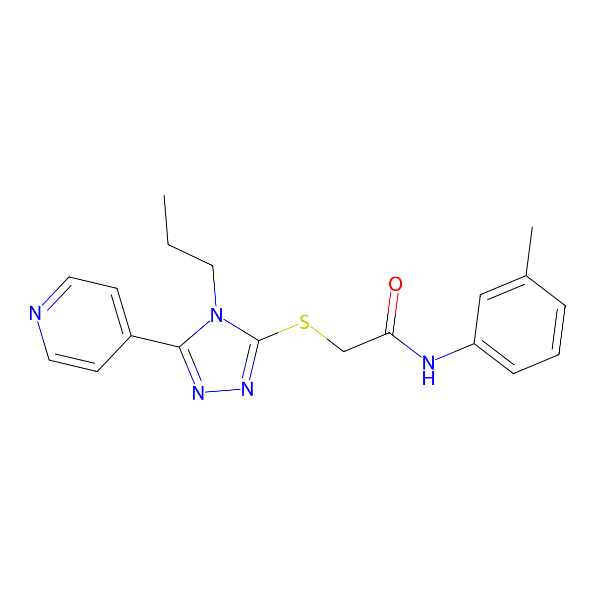 N-(3-methylphenyl)-2-[(4-propyl-5-pyridin-4-yl-1,2,4-triazol-3-yl)sulfanyl]acetamide molecular structure, CAS 626209-55-0