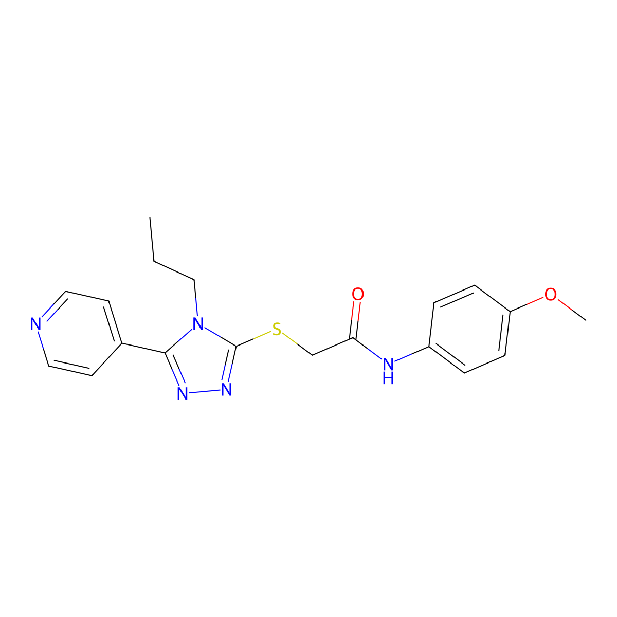N-(4-methoxyphenyl)-2-[(4-propyl-5-pyridin-4-yl-1,2,4-triazol-3-yl)sulfanyl]acetamide molecular structure, CAS 626209-81-2