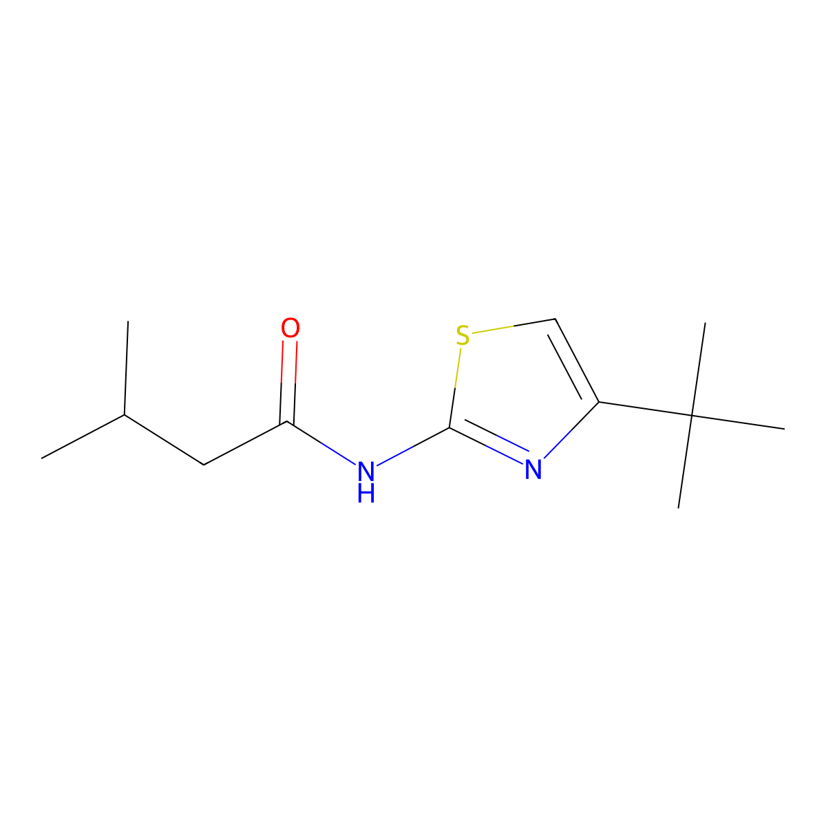 N-(4-tert-butyl-1,3-thiazol-2-yl)-3-methylbutanamide molecular structure, CAS 626209-94-7