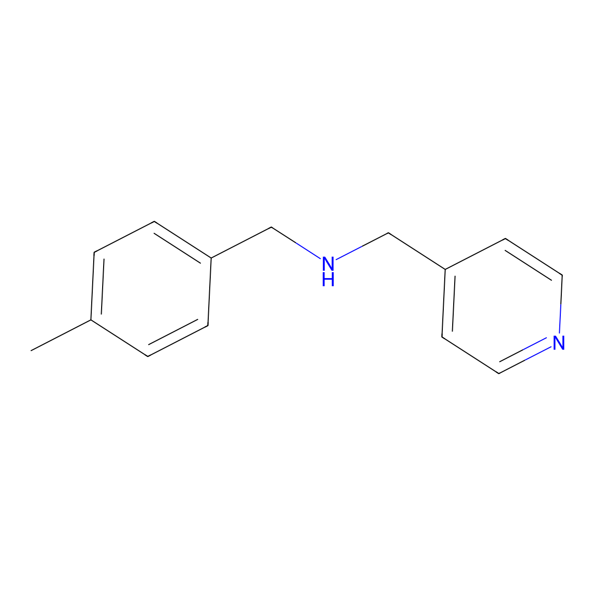 (4-Methyl-benzyl)-pyridin-4-ylmethyl-amine molecular structure, CAS 626210-31-9
