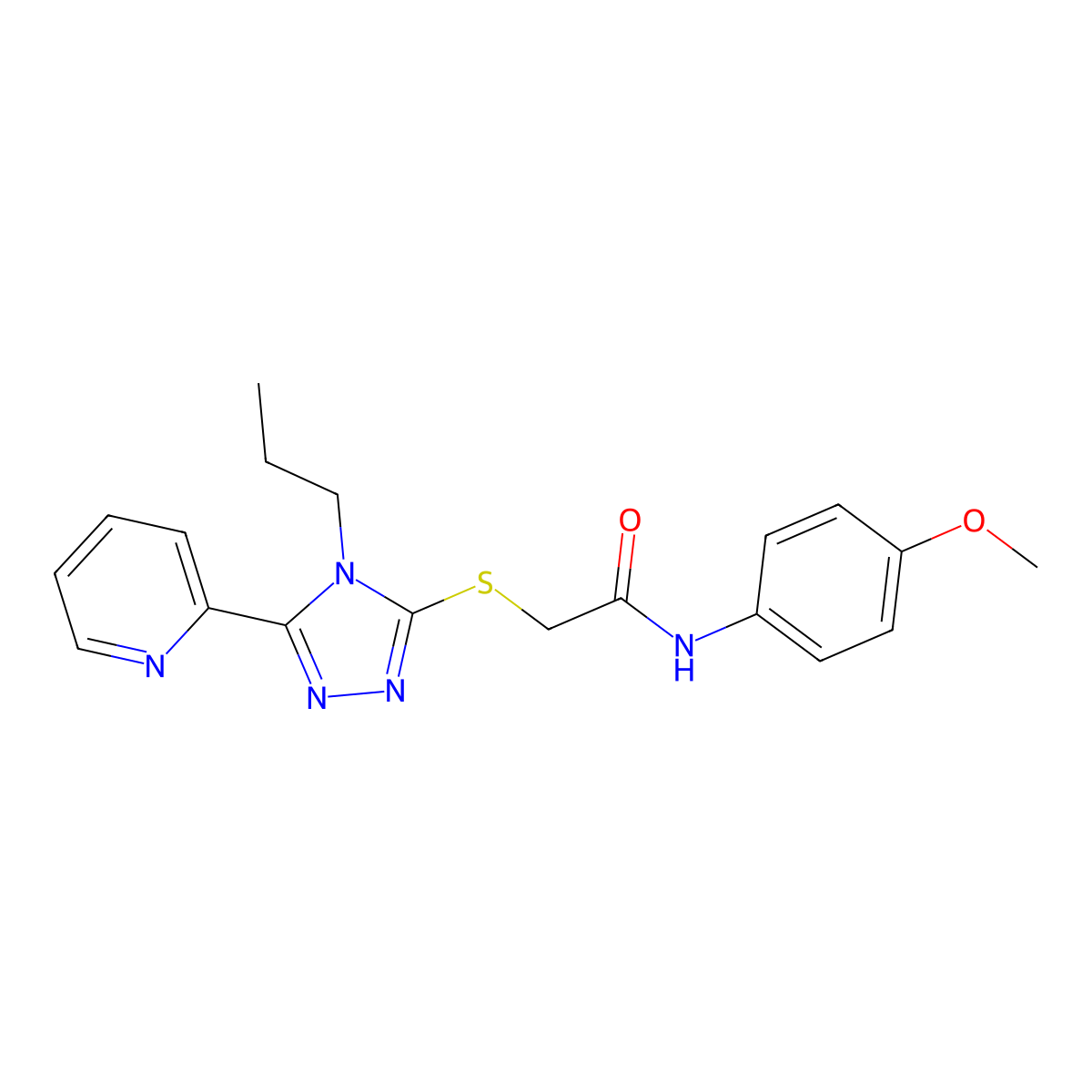 N-(4-Methoxyphenyl)-2-[[4-propyl-5-(2-pyridinyl)-4H-1,2,4-triazol-3-yl]thio]acetamide molecular structure, CAS 626210-35-3