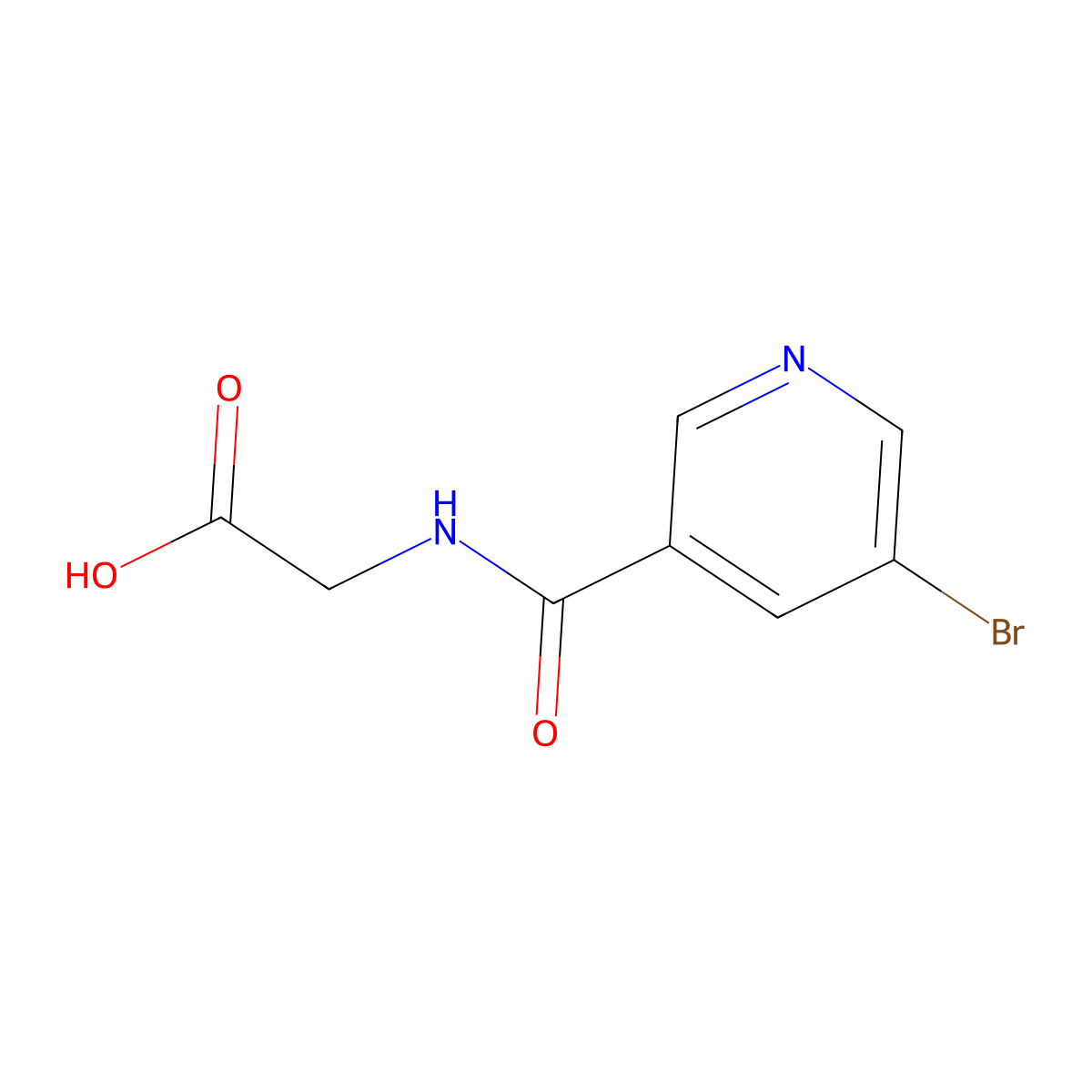[(5-Bromo-pyridine-3-carbonyl)-amino]-acetic acid molecular structure, CAS 626210-64-8