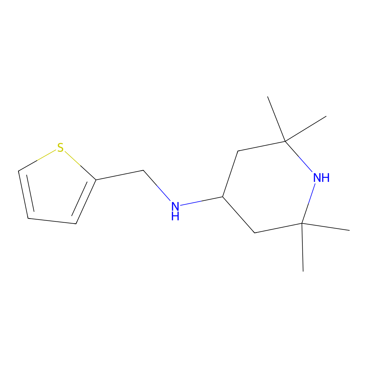 2,2,6,6-tetramethyl-N-(thiophen-2-ylmethyl)piperidin-4-amine molecular structure, CAS 626212-88-2