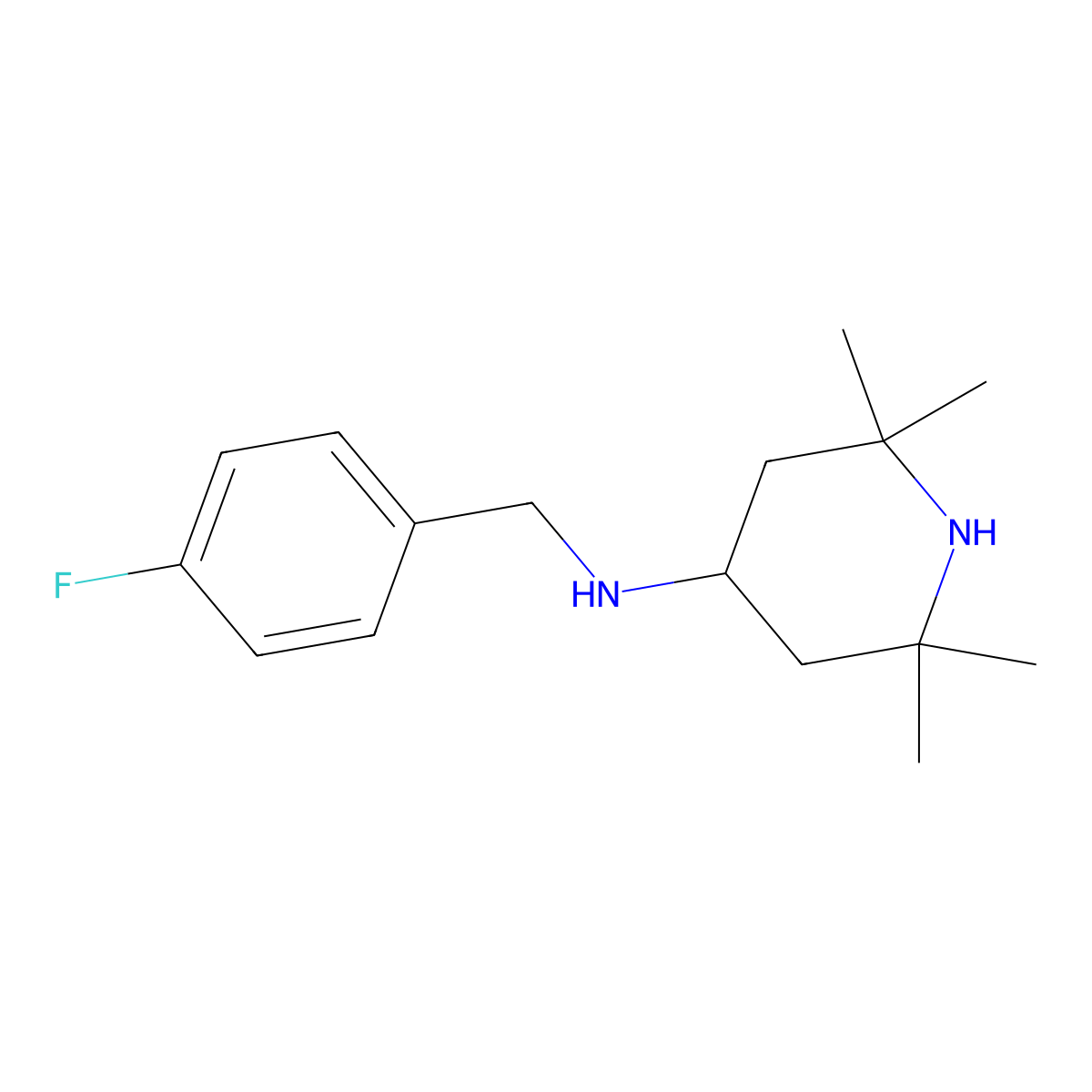 N-(4-Fluorobenzyl)-2,2,6,6-tetramethylpiperidin-4-amine molecular structure, CAS 626212-92-8