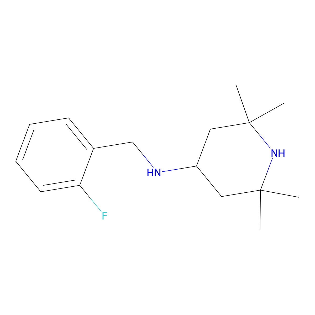 N-(2-Fluorobenzyl)-2,2,6,6-tetramethylpiperidin-4-amine molecular structure, CAS 626212-96-2