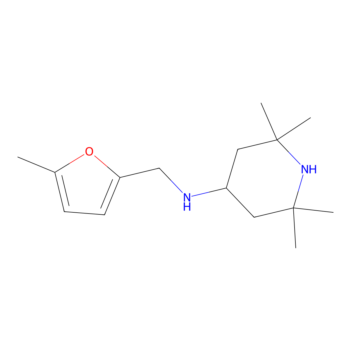 (5-Methyl-furan-2-ylmethyl)-(2,2,6,6-tetramethyl-piperidin-4-yl)-amine molecular structure, CAS 626213-21-6