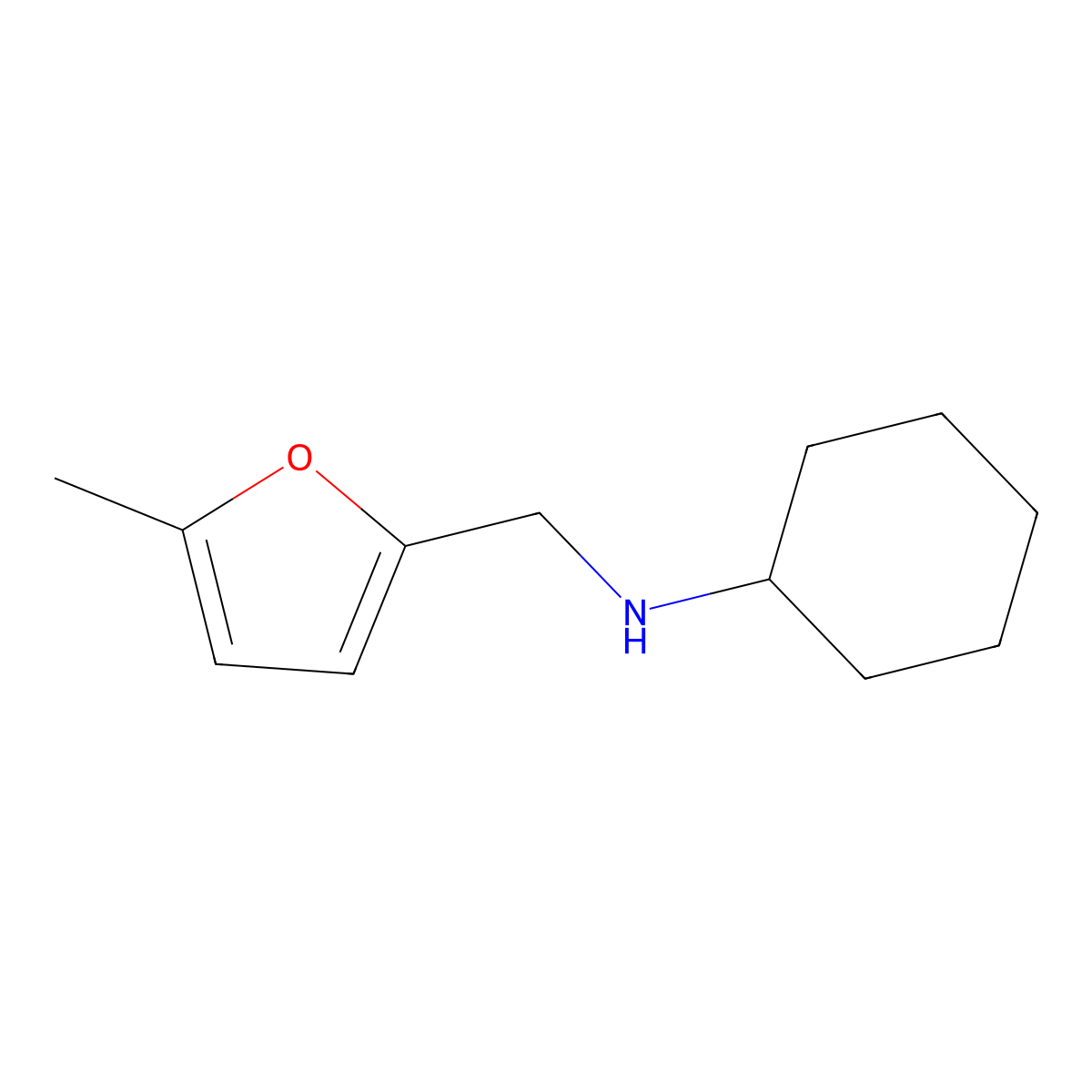 Cyclohexyl-(5-methyl-furan-2-ylmethyl)-amine molecular structure, CAS 626213-24-9