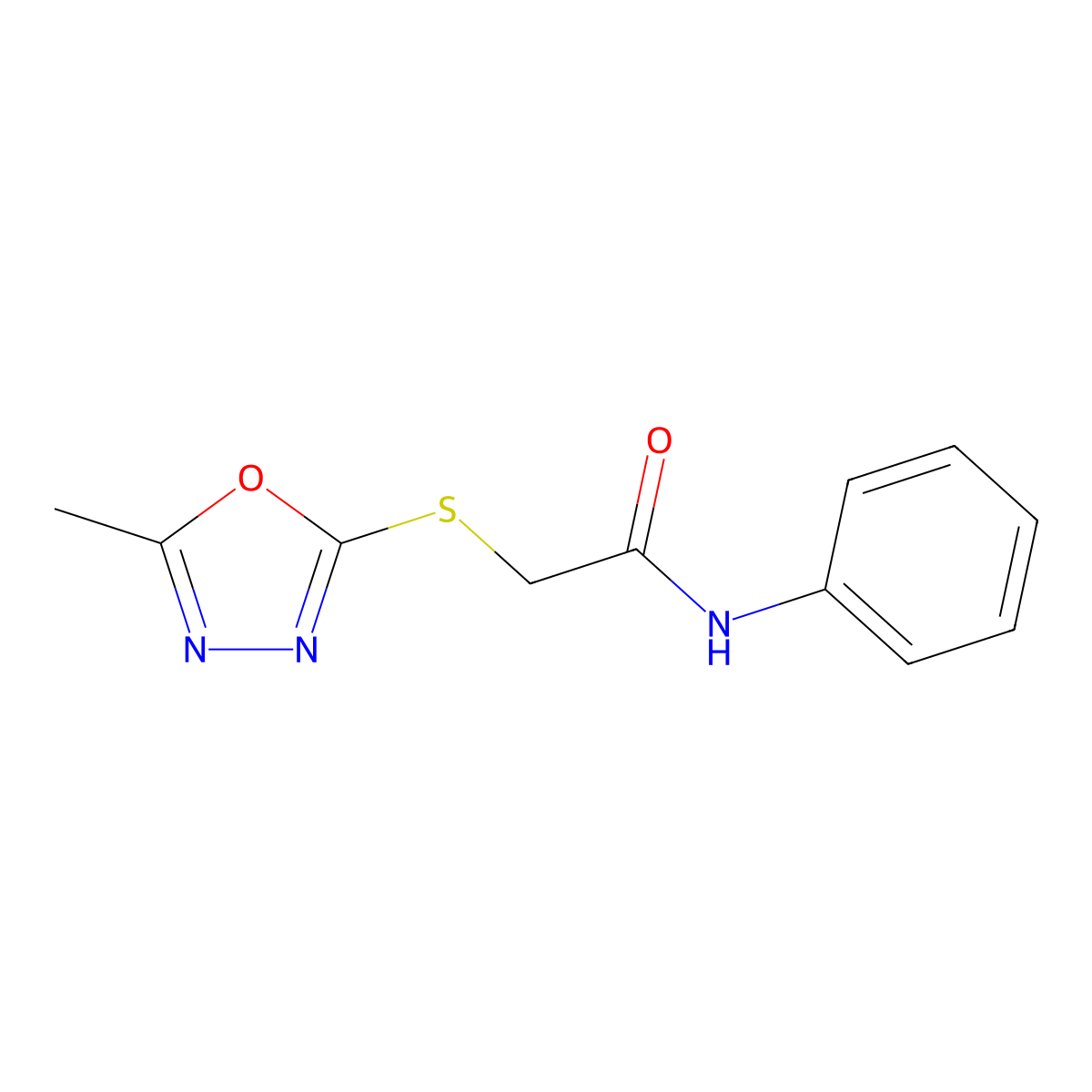 2-[(5-methyl-1,3,4-oxadiazol-2-yl)sulfanyl]-N-phenylacetamide molecular structure, CAS 626213-94-3