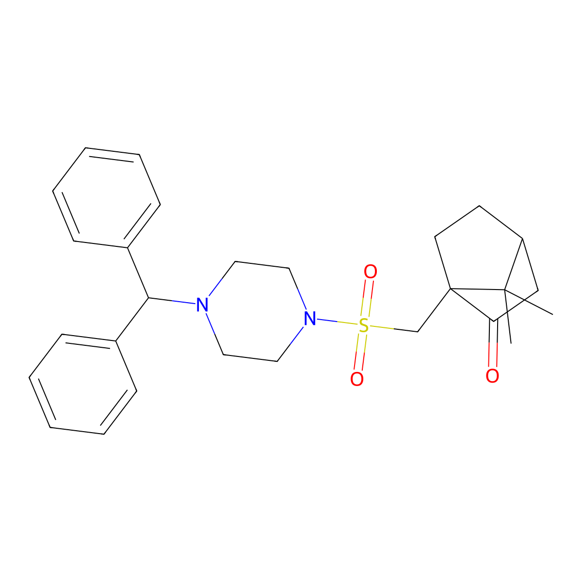 1-(((4-(Diphenylmethyl)piperazinyl)sulfonyl)methyl)-7,7-dimethylbicyclo[2.2.1]heptan-2-one molecular structure, CAS 626215-92-7