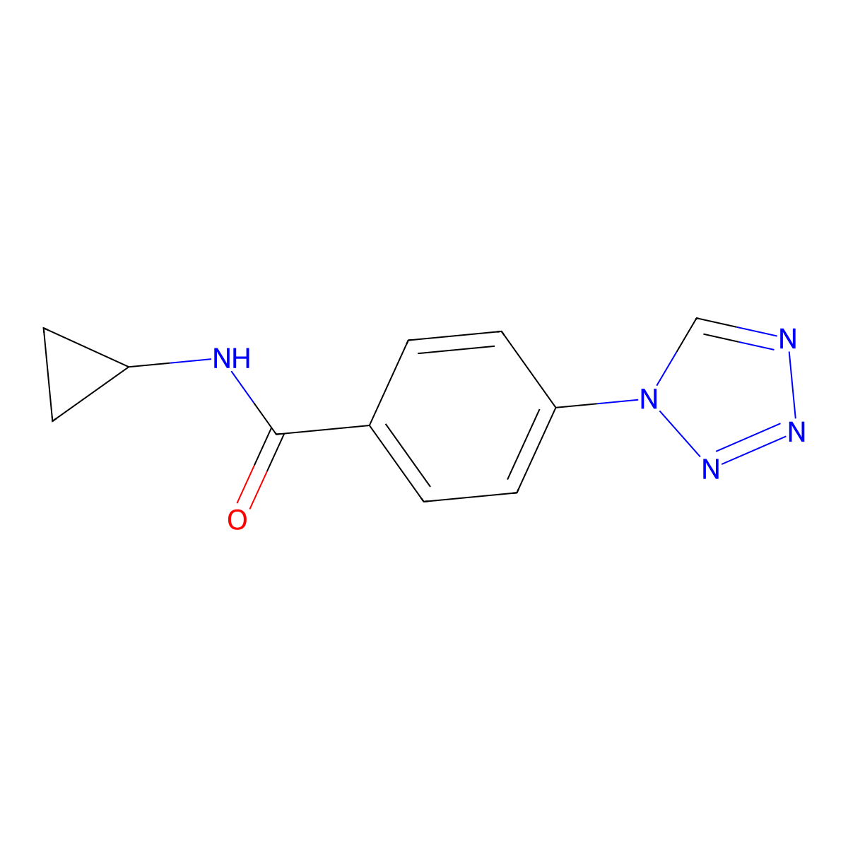 N-cyclopropyl-4-(1H-tetrazol-1-yl)benzamide molecular structure, CAS 626215-98-3