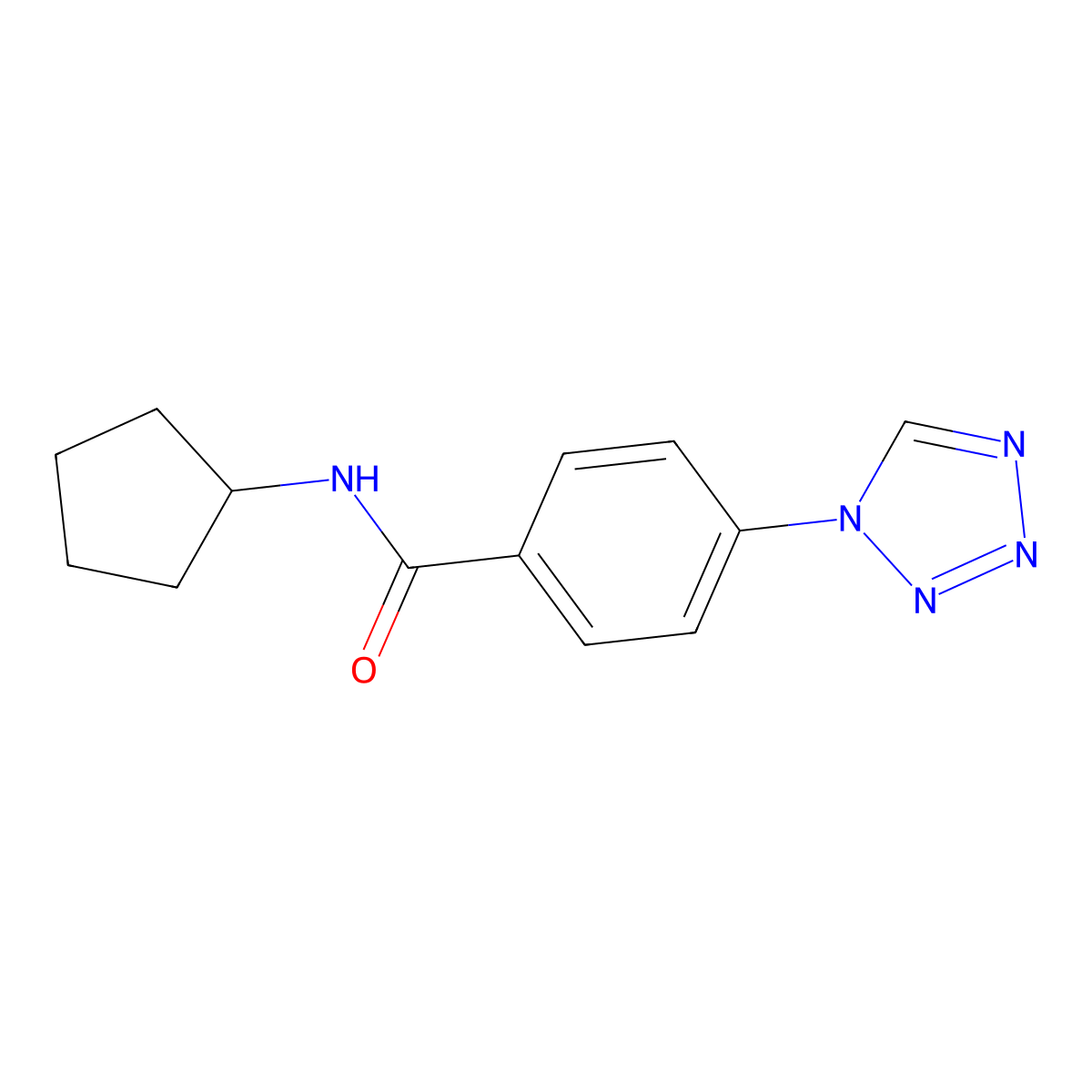 N-cyclopentyl-4-(1H-tetrazol-1-yl)benzamide molecular structure, CAS 626216-07-7