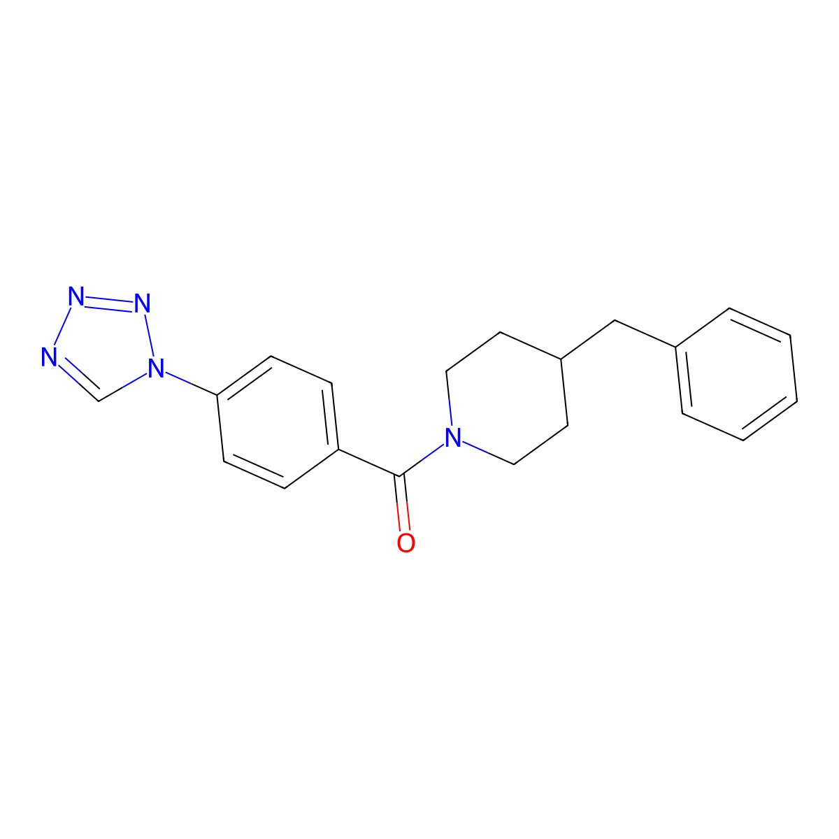 4-benzyl-1-[4-(1H-tetrazol-1-yl)benzoyl]piperidine molecular structure, CAS 626216-10-2