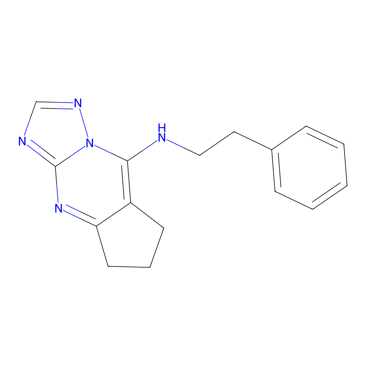 (6,7-Dihydro-5H-cyclopenta[d][1,2,4]triazolo[1,5-a]pyrimidin-8-yl)-phenethyl-amine molecular structure, CAS 626216-22-6
