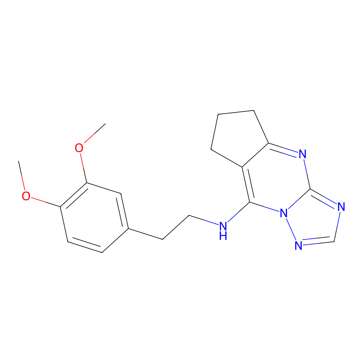 N-(6,7-Dihydro-5H-cyclopenta[D][1,2,4]triazolo[1,5-A]pyrimidin-8-YL)-N-(3,4-dimethoxyphenethyl)amine molecular structure, CAS 626216-40-8