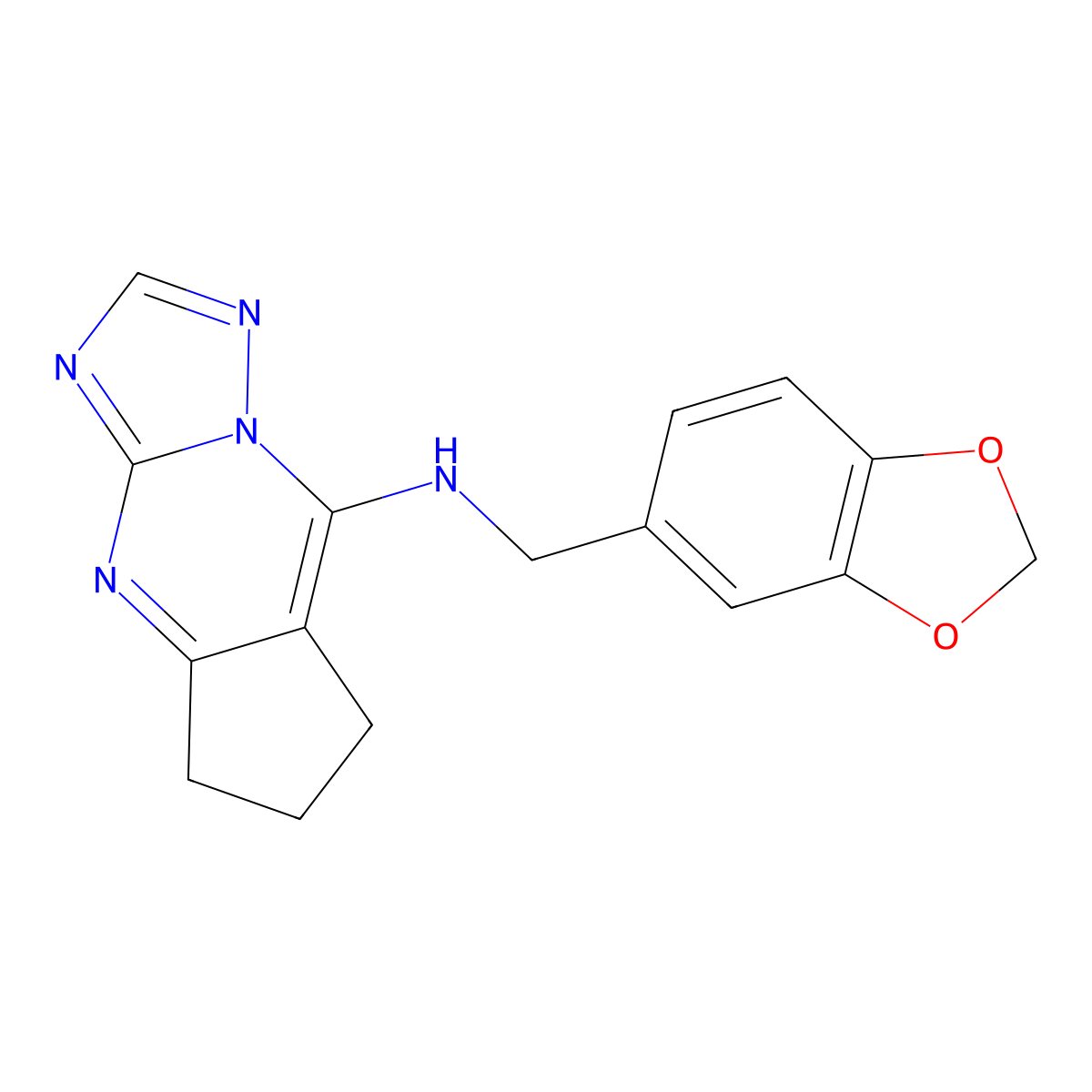 N-(1,3-Benzodioxol-5-ylmethyl)-N-(6,7-dihydro-5H-cyclopenta[D][1,2,4]triazolo[1,5-A]pyrimidin-8-YL)amine molecular structure, CAS 626216-43-1