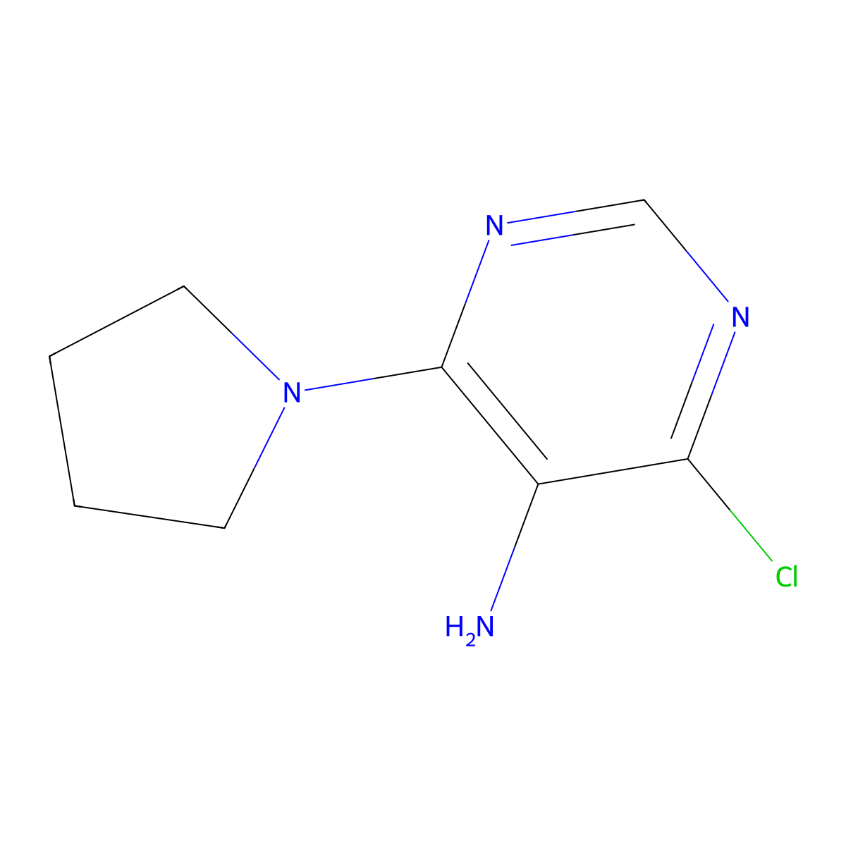 4-Chloro-6-pyrrolidin-1-yl-pyrimidin-5-ylamine molecular structure, CAS 626217-76-3