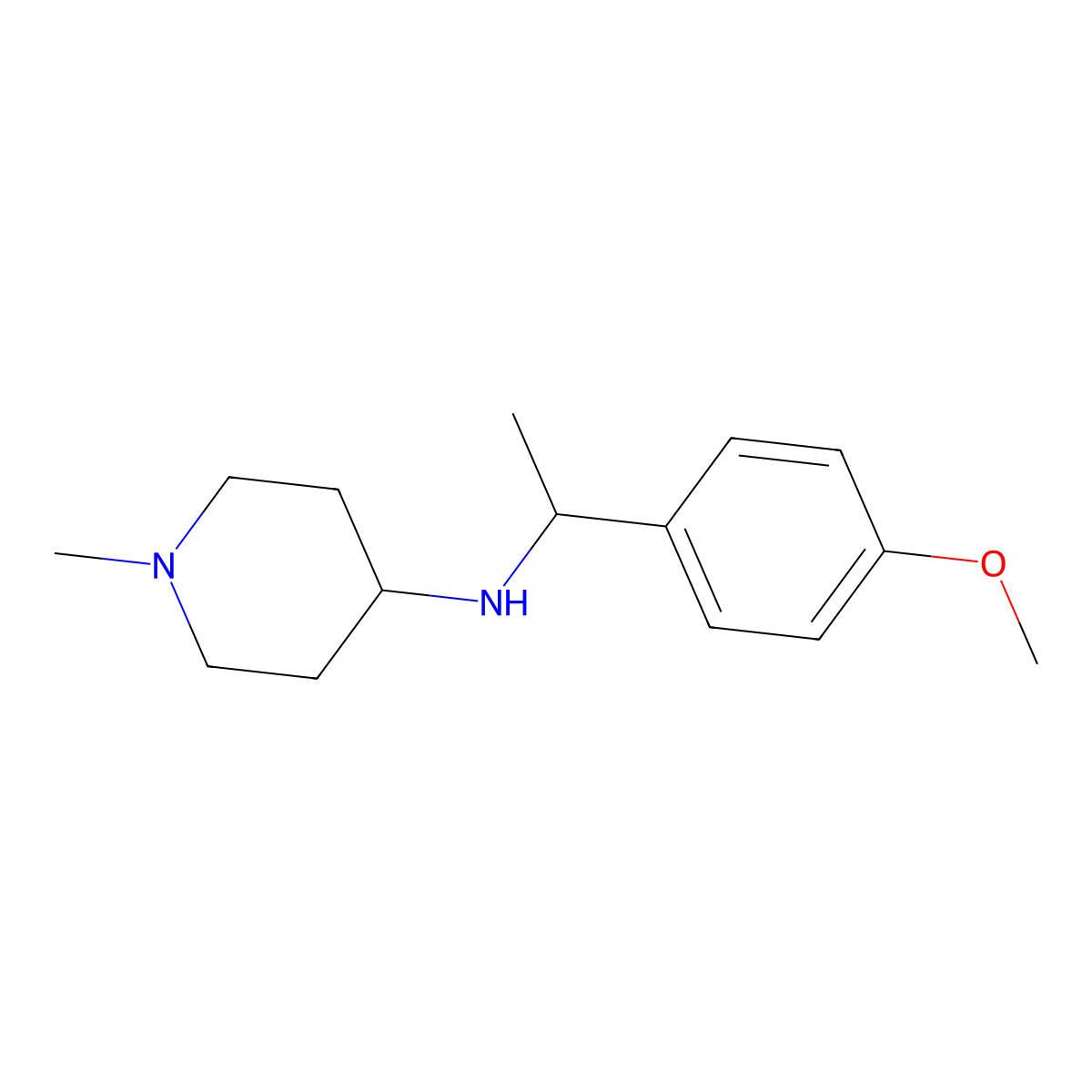 [1-(4-Methoxy-phenyl)-ethyl]-(1-methyl-piperidin-4-yl)-amine molecular structure, CAS 626217-82-1