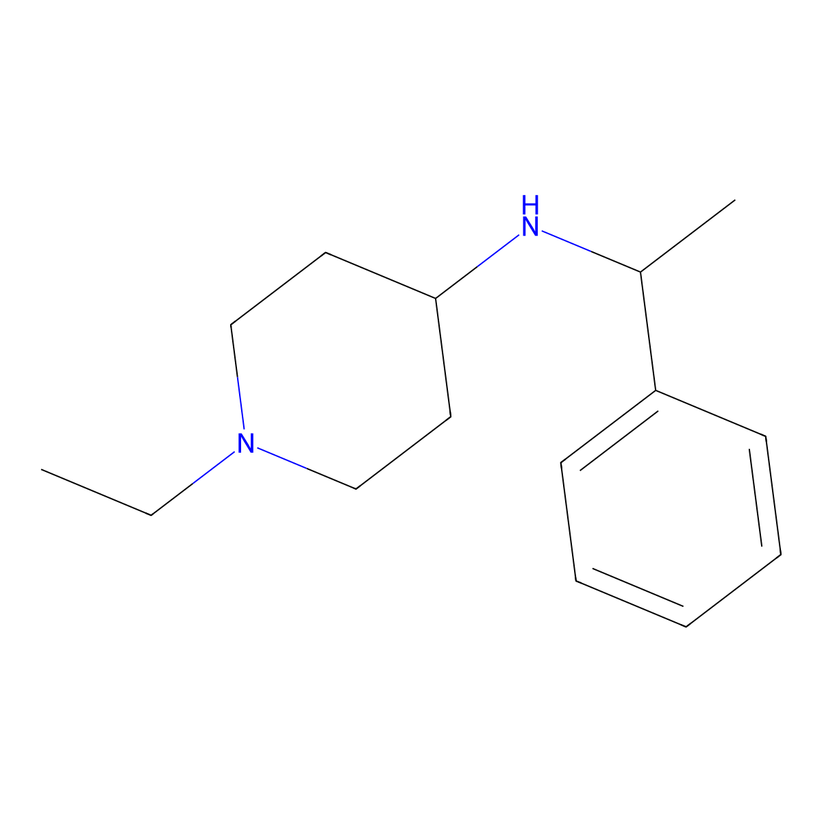 1-ethyl-N-(1-phenylethyl)piperidin-4-amine molecular structure, CAS 626217-88-7