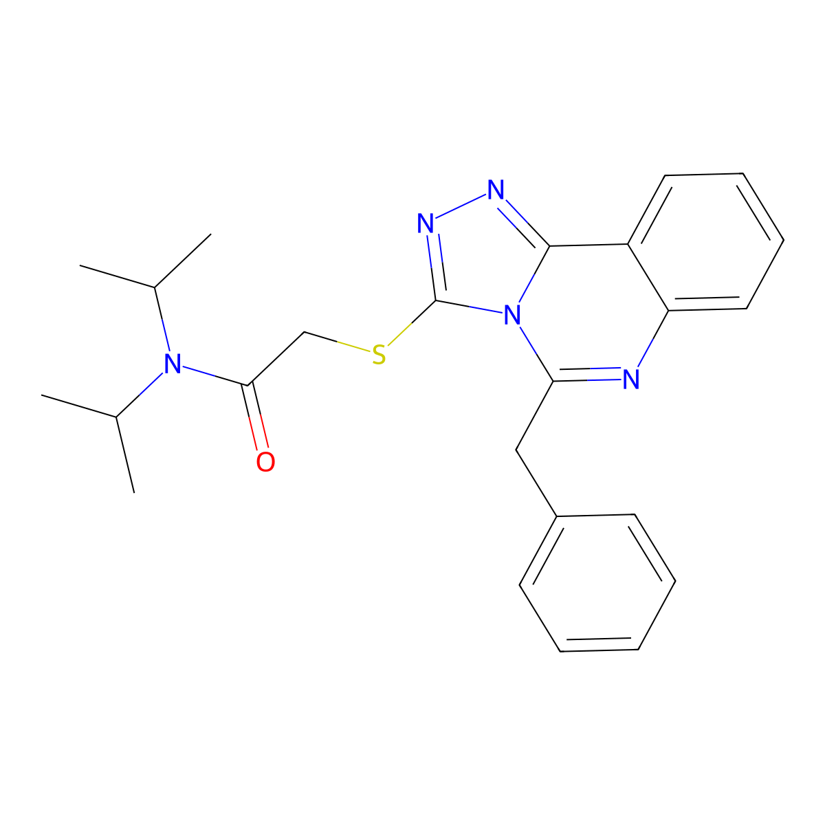 N,N-Bis(1-methylethyl)-2-[[5-(phenylmethyl)-1,2,4-triazolo[4,3-c]quinazolin-3-yl]thio]acetamide molecular structure, CAS 626218-01-7