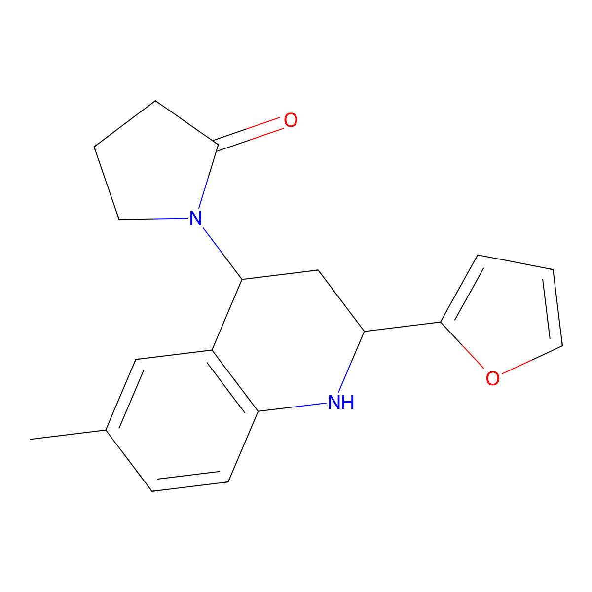 1-(2-Furan-2-yl-6-methyl-1,2,3,4-tetrahydro-quinolin-4-yl)-pyrrolidin-2-one molecular structure, CAS 626218-11-9