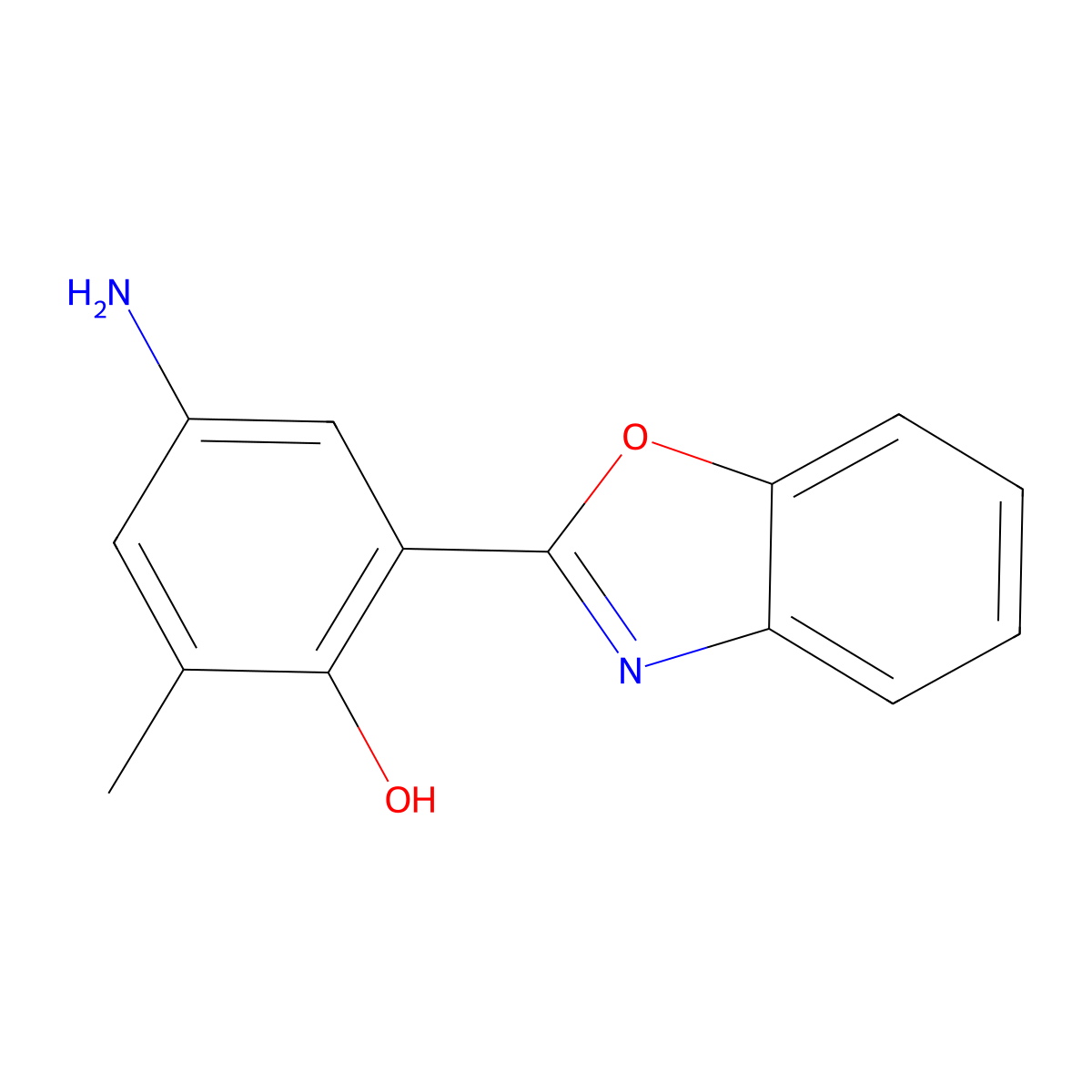 4-Amino-2-benzooxazol-2-yl-6-methyl-phenol molecular structure, CAS 626218-32-4