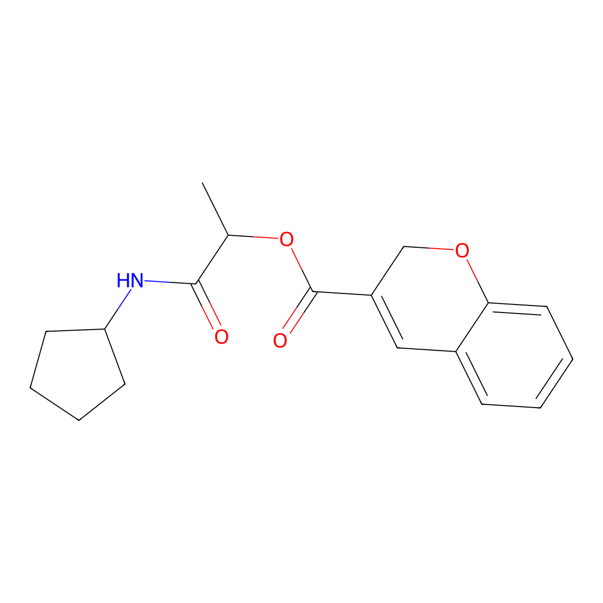 2H-Chromene-3-carboxylic acid 1-cyclopentylcarbamoyl-ethyl ester molecular structure, CAS 626219-68-9