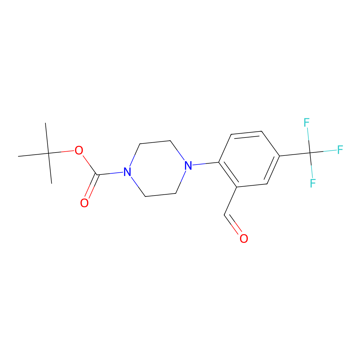 Tert-butyl 4-(2-formyl-4-(trifluoromethyl)phenyl)piperazine-1-carboxylate molecular structure, CAS 626219-95-2