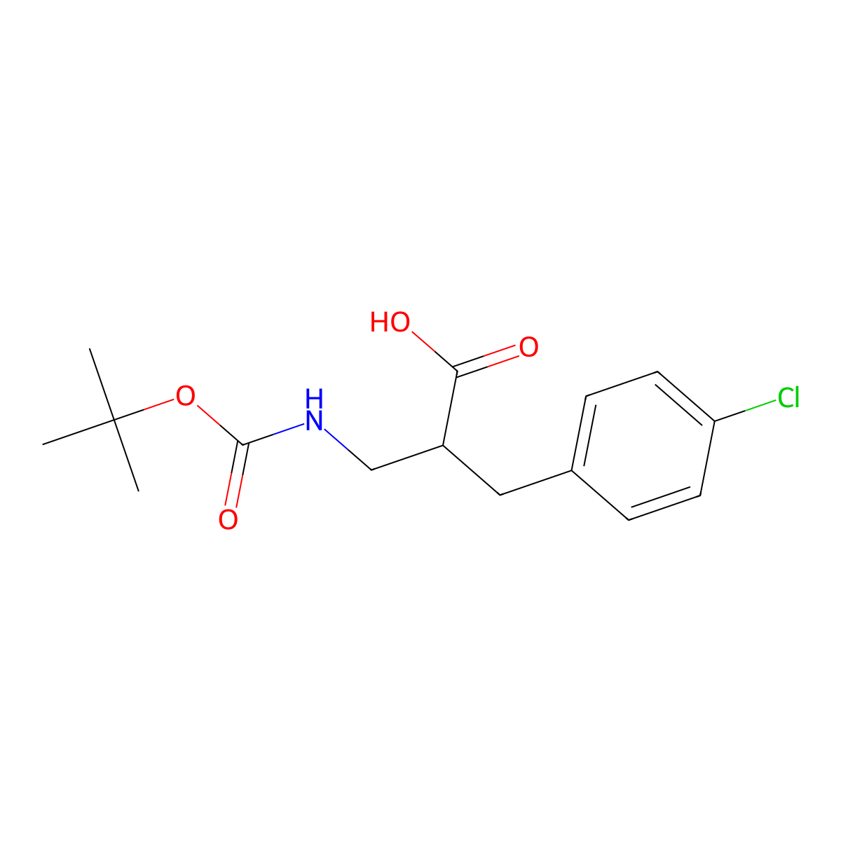 3-((tert-Butoxycarbonyl)amino)-2-(4-chlorobenzyl)propanoic acid molecular structure, CAS 626220-65-3