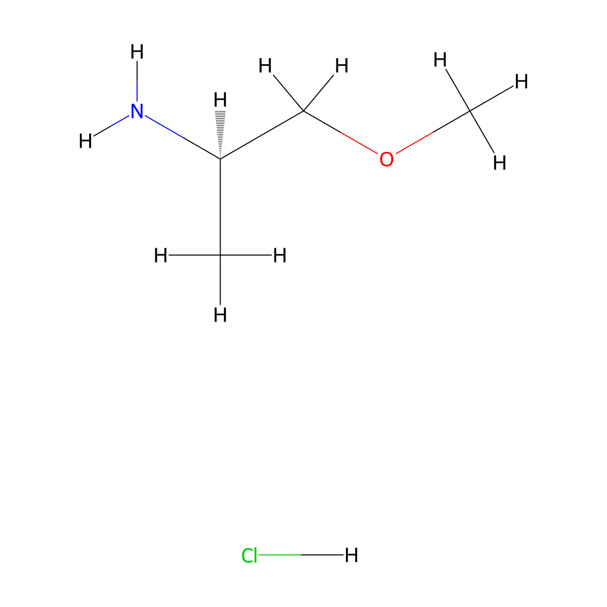 (2R)-1-methoxypropan-2-amine hydrochloride molecular structure, CAS 626220-76-6