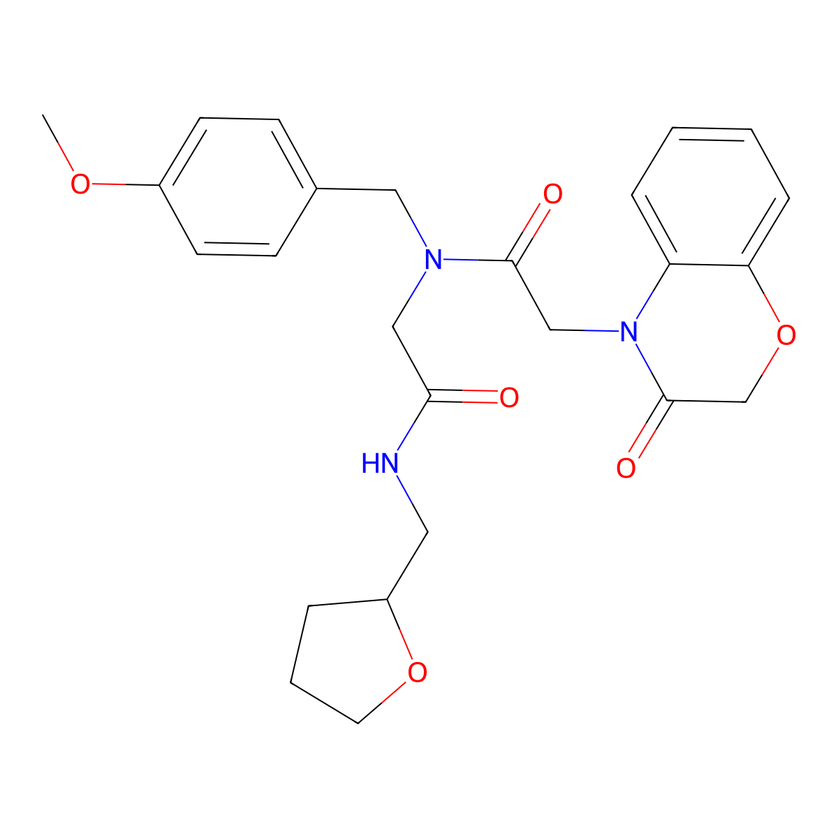 2,3-Dihydro-N-[(4-methoxyphenyl)methyl]-3-oxo-N-[2-oxo-2-[[(tetrahydro-2-furanyl)methyl]amino]ethyl]-4H-1,4-benzoxazine-4-acetamide molecular structure, CAS 626220-77-7