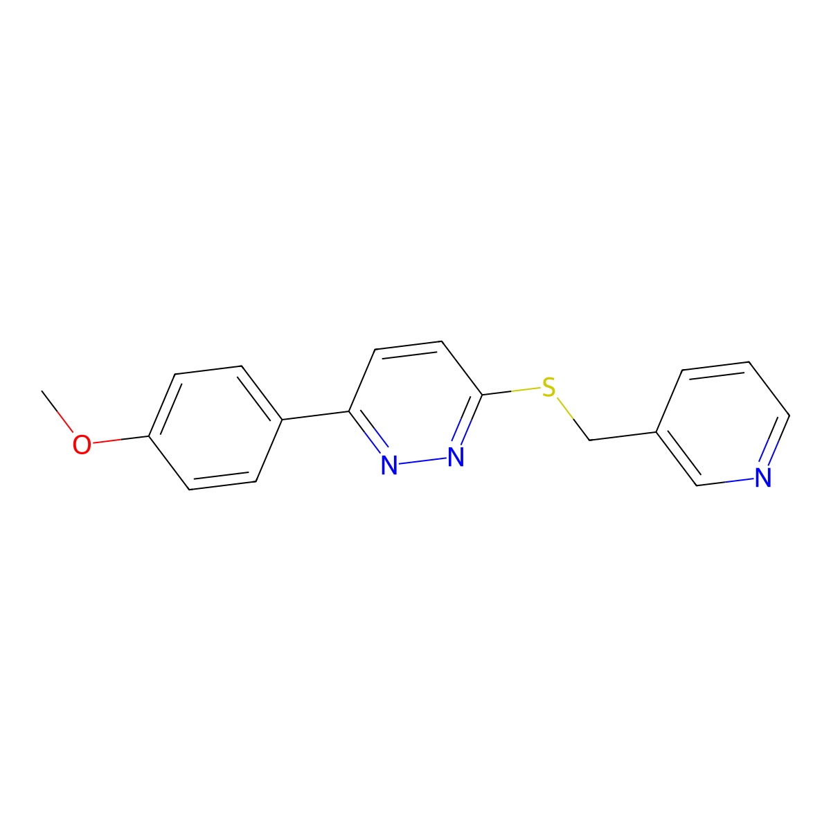 3-(4-Methoxyphenyl)-6-((pyridin-3-ylmethyl)thio)pyridazine molecular structure, CAS 626222-25-1