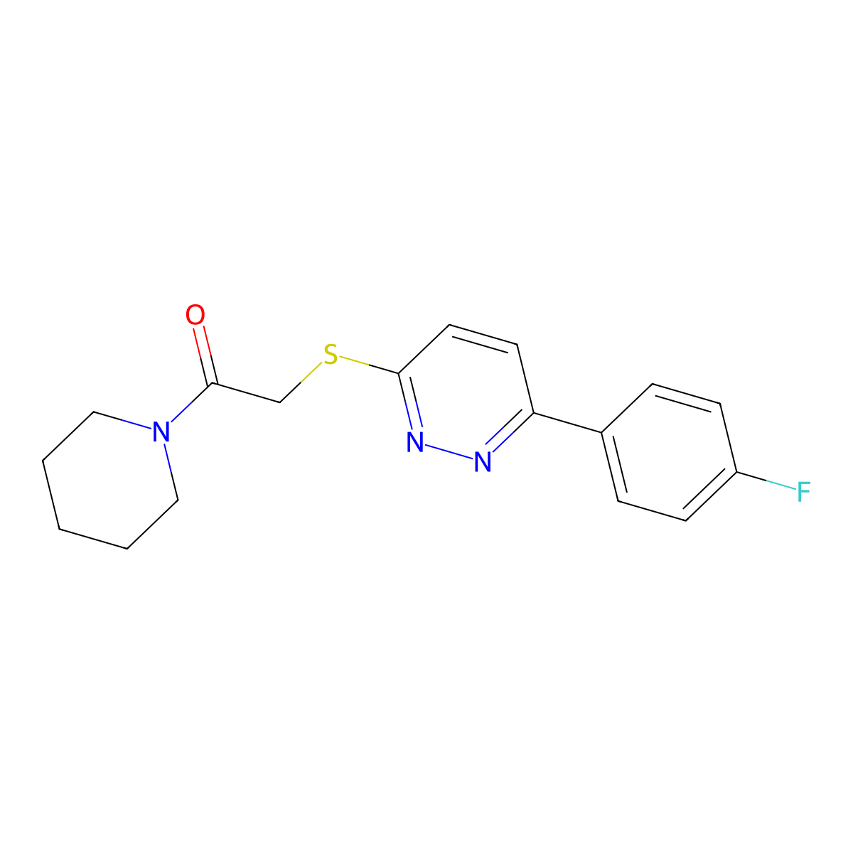 2-[6-(4-Fluoro-phenyl)-pyridazin-3-ylsulfanyl]-1-piperidin-1-yl-ethanone molecular structure, CAS 626222-39-7