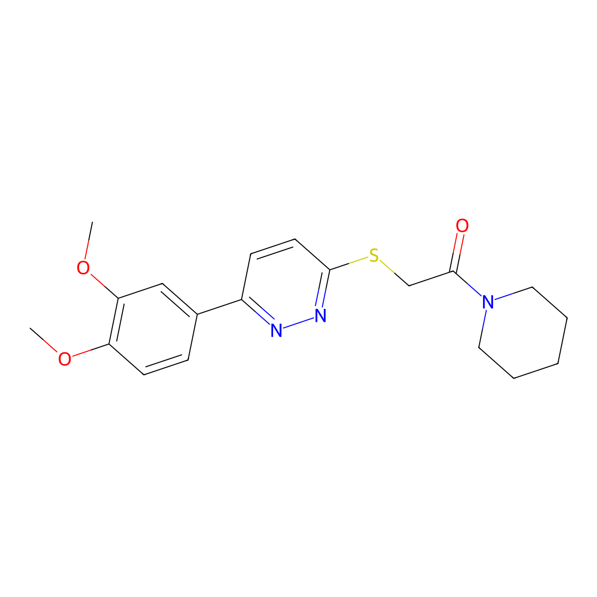 2-[6-(3,4-Dimethoxyphenyl)pyridazin-3-yl]sulfanyl-1-piperidin-1-ylethanone molecular structure, CAS 626222-42-2