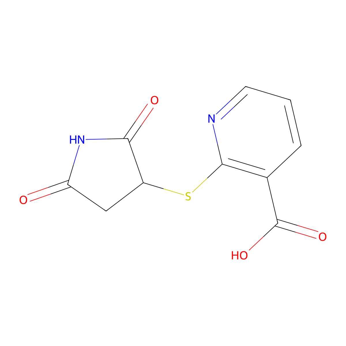 2-(2,5-Dioxo-pyrrolidin-3-ylsulfanyl)-nicotinic acid molecular structure, CAS 626222-53-5