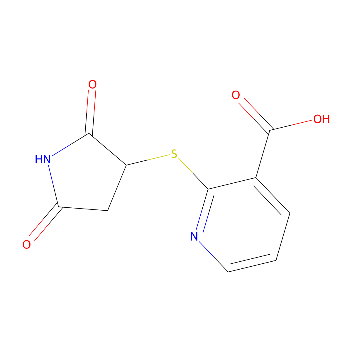 2-(2,5-Dioxo-pyrrolidin-3-ylsulfanyl)-nicotinic acid molecular structure, CAS 626222-53-5