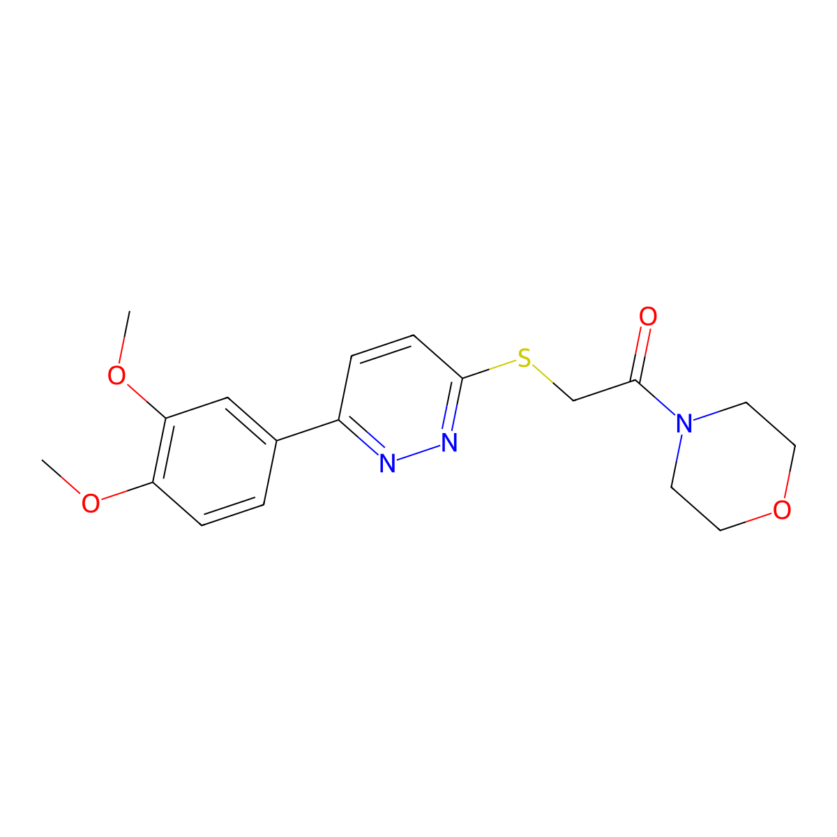 2-[[6-(3,4-Dimethoxyphenyl)-3-pyridazinyl]thio]-1-(4-morpholinyl)ethanone molecular structure, CAS 626222-54-6