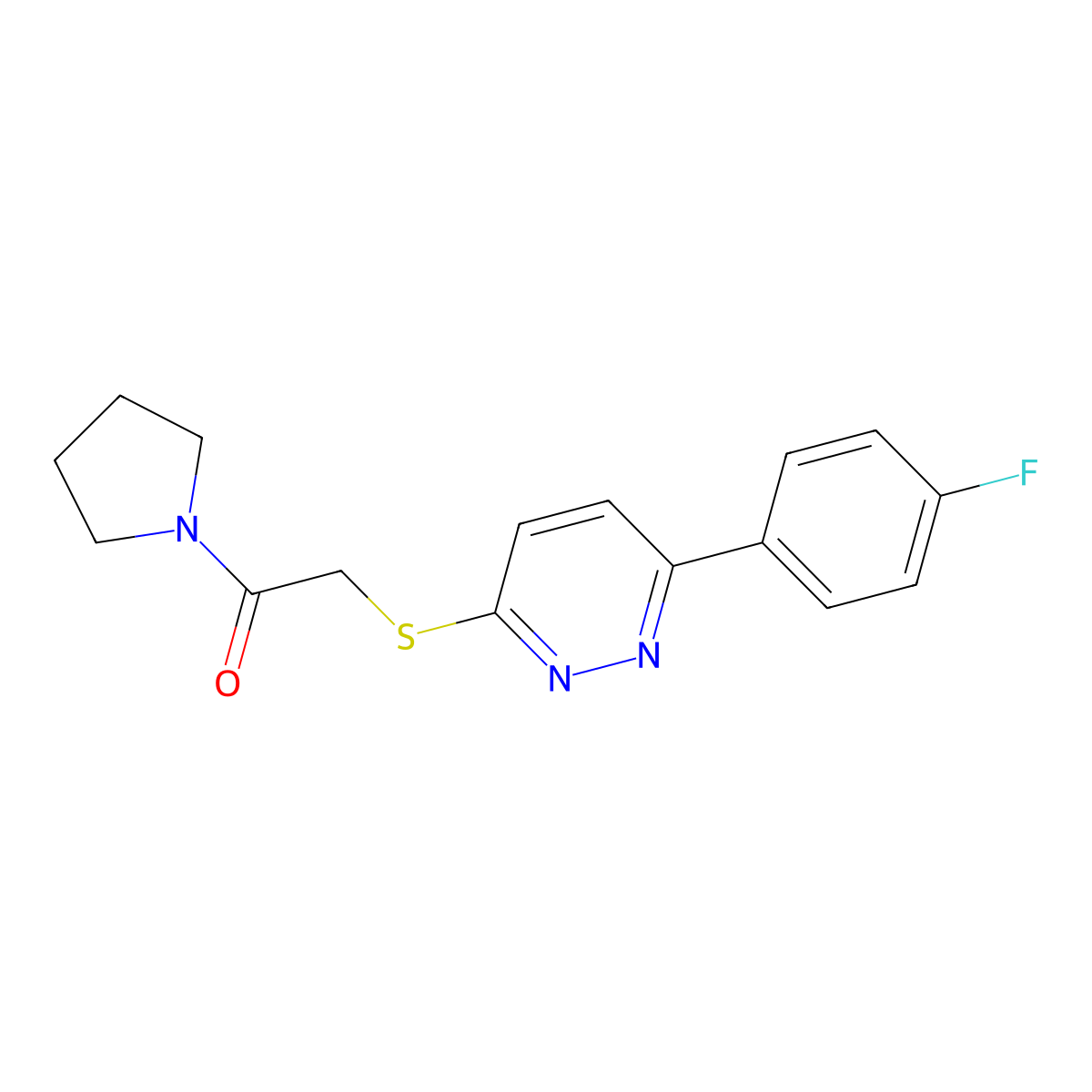 2-[6-(4-Fluorophenyl)pyridazin-3-yl]sulfanyl-1-pyrrolidin-1-ylethanone molecular structure, CAS 626222-76-2