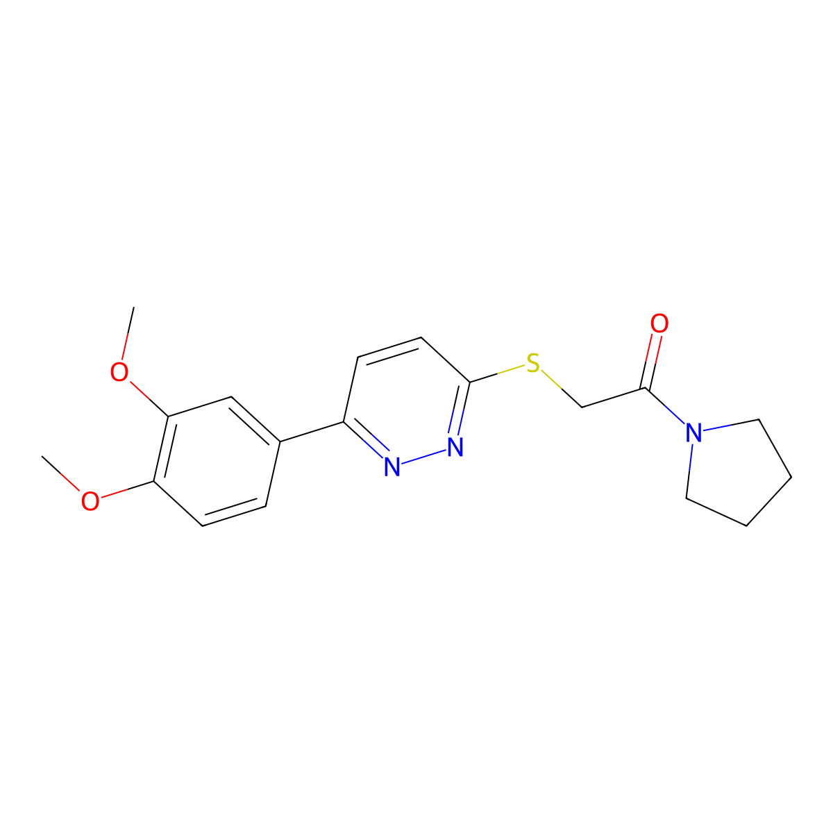 2-[[6-(3,4-Dimethoxyphenyl)-3-pyridazinyl]thio]-1-(1-pyrrolidinyl)ethanone molecular structure, CAS 626222-82-0